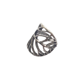 Ring blad antiek zilverkleur - ringmaat 16mm