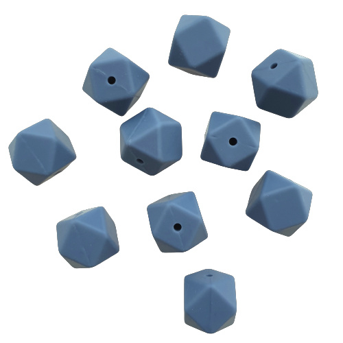 Siliconen kraal hexagon grijsblauw - ca. 14mm