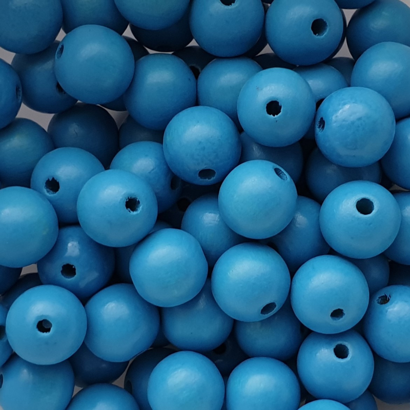 Houten kraal blauw - 12mm