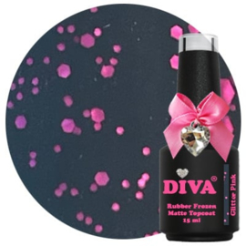 Diva | (T14)  Frozen matte Topcoat (zonder plaklaag) 15ml - GLITTER PINK