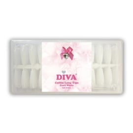 Diva | Press-On/ Show Tips Coffin Long Pearl White in een box 240 Pcs