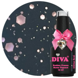 Diva | (T13) Frozen Matte Topcoat (zonder plaklaag) 15ml - GLITTER ROSÉ