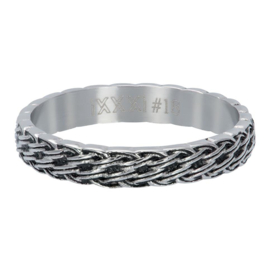 iXXXi | R05103-18 | Vulring Lucky Knot 4mm - maat 18  BLACK&SILVER