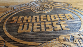 Eiken Bartafel met zwarte statenonderstel  incl. eigen logo