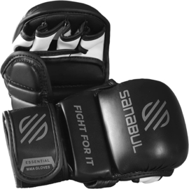 Sanabul Essential 7 oz MMA Hybride Sparringhandschoenen - zwart/zilver