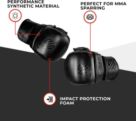 Sanabul Essential 7 oz MMA Hybride Sparringhandschoenen - zwart