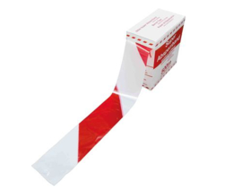 Waarschuwing lint rood/wit 80mm x 500m