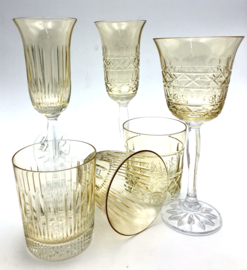 Whiskyglas  PASTEL JULIA  -  light yellow - cross  - van 2 glazen