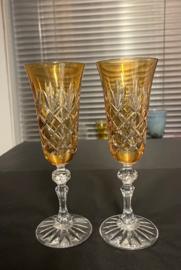 LAATSTE champagneglazen - EWA -  amber  - set van twee