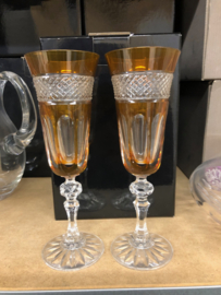 LAATSTE champagneglazen -  amber  - set van twee