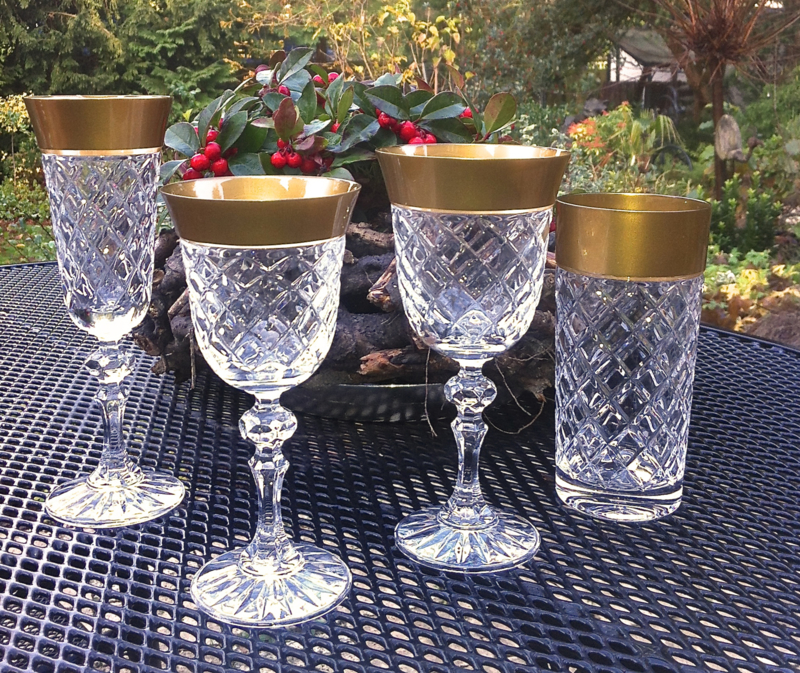 Laat je zien Konijn rechter Wijnglas GOLDEN LINE - set van 2 glazen | Wijnglazen / champagneglazen |  LUXORIA-SHOP