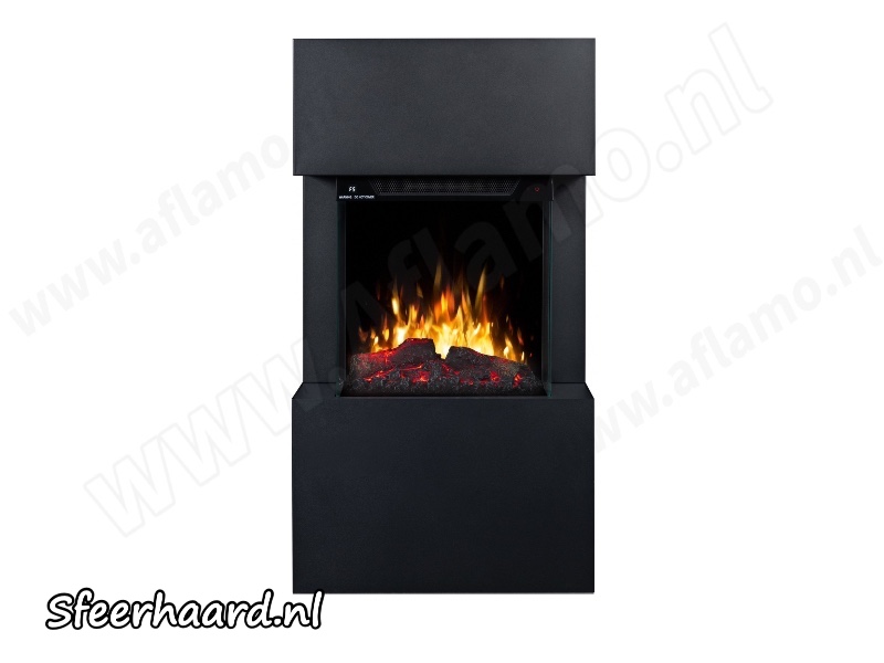 Aflamo Texel zwart schouw + elektrische haard Tower 46 3D