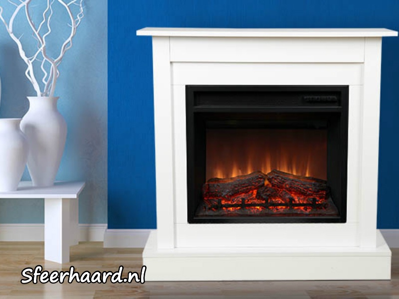 Aflamo Vigo wit schouw + elektrische haard LED60