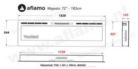 Aflamo Majestic 72 - Elektrische inbouw sfeerhaard 182cm