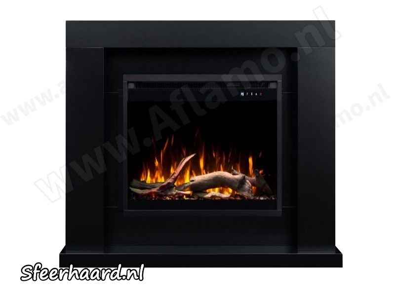 Aflamo Jolo zwart schouw + elektrische haard 3D Insert 60x60cm