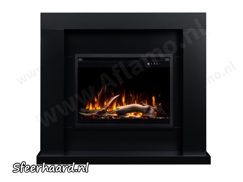 Aflamo Jolo zwart schouw + elektrische haard 3D Insert 60x45cm
