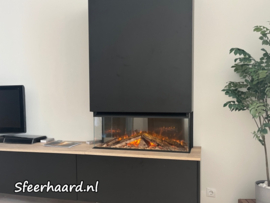 Sfeerhaard 85 cm - Elektrische haard driezijdig glas, echt hout en verwarming