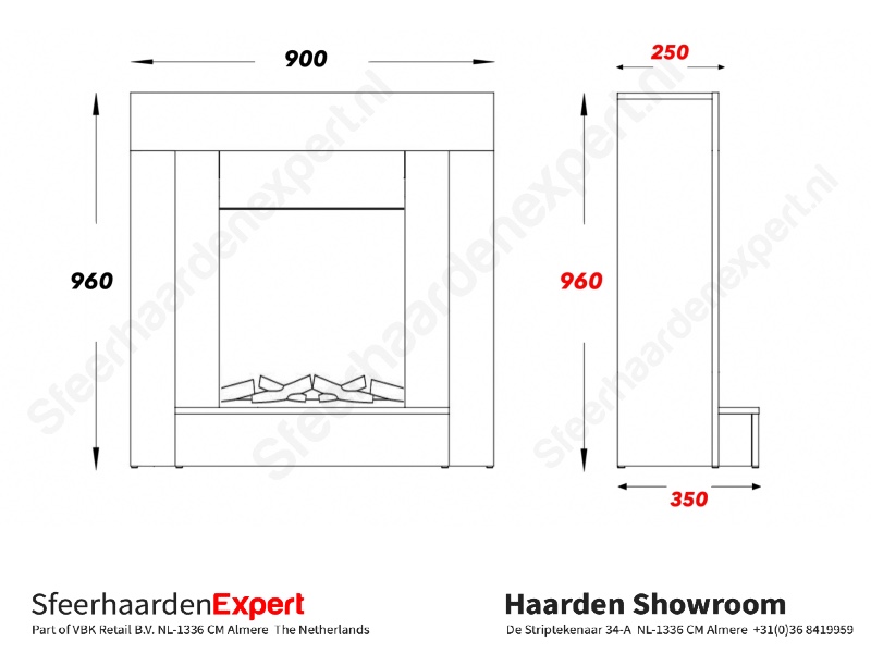 Aflamo Wenen wit schouw + elektrische haard LED60