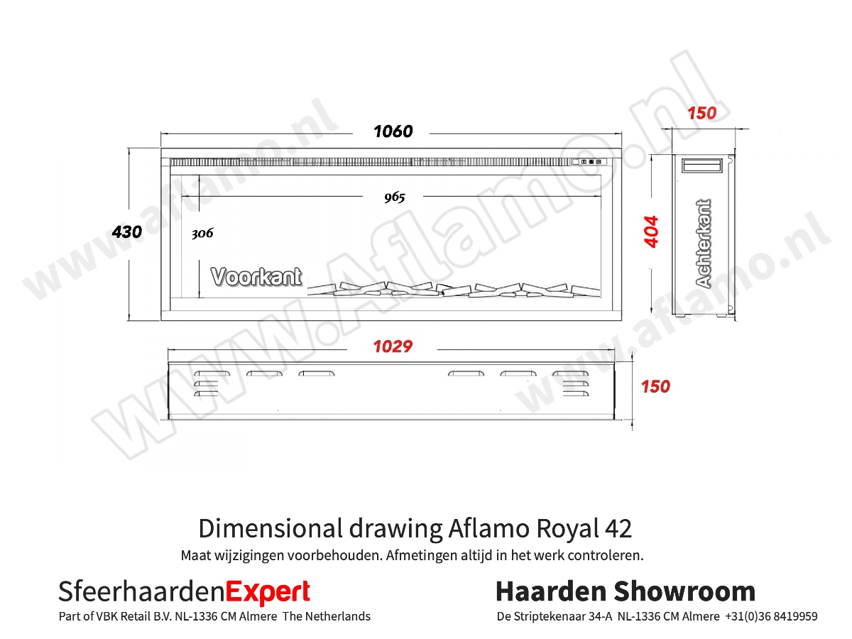 Aflamo Royal Paris 42 - elektrische haard 107cm