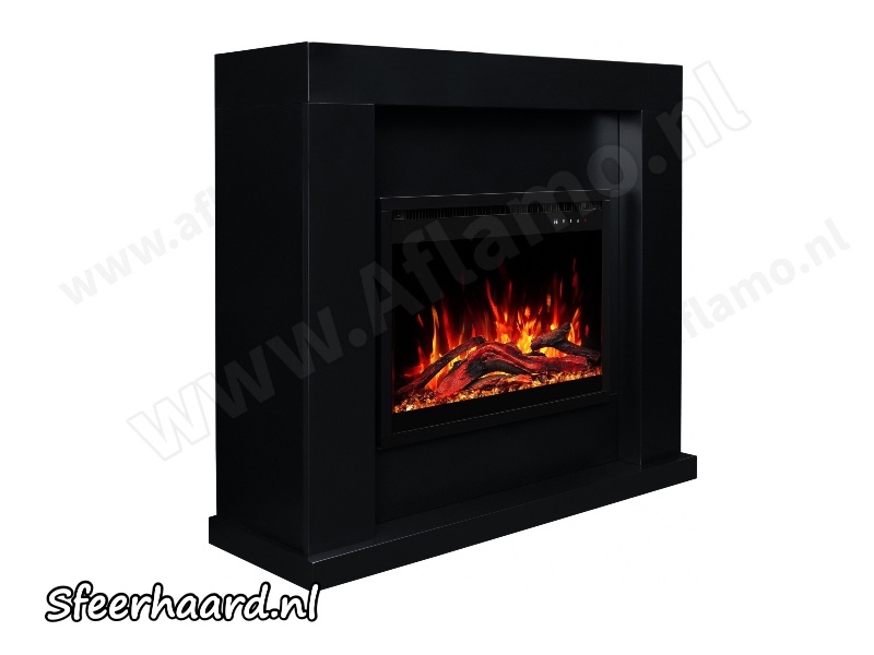 Aflamo Jolo zwart schouw + elektrische haard 3D Insert 60x45cm