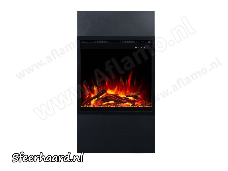 Aflamo Milos 60 zwart schouw + elektrische haard 3D Insert 60x60cm