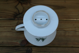 Melitta koffiefilterhouder wit porselein met groene letters nr. 101 met 3 gaatjes