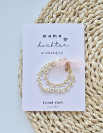Label ZeeV mama dochter armbandjes bloemen off white