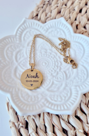 RVS ketting goud - zilver  | rond 20 mm met naam