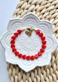 Label ZeeV armbandje full hartjes rood