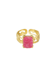 Label ZeeV ring natuursteen fuchsia