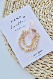 Label ZeeV mama dochter armbandjes bloemen beige