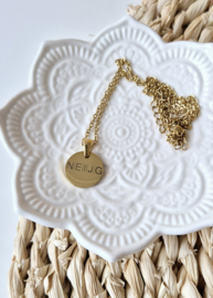 RVS ketting goud- zilver | rond 15 mm 5 letters