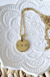 RVS ketting goud - zilver | rond 15 mm met 3 letters