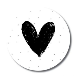 Sticker hart zwart met dots | 10 stuks