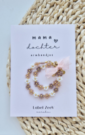 Label ZeeV mama dochter armbandjes bloemen bruin