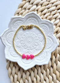 Label ZeeV armbandje hartjes fuchsia