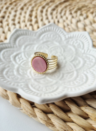 Label ZeeV ring natuursteen soft pink rond