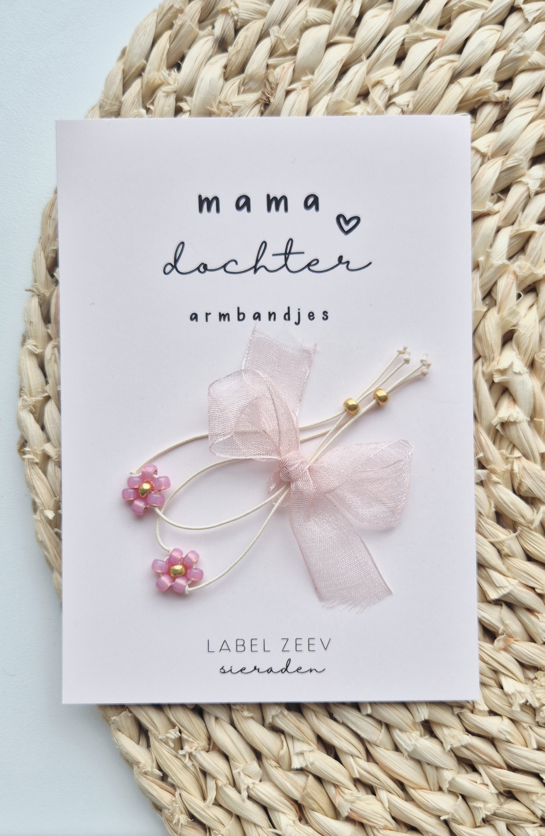 Label ZeeV mama dochter armbandjes elastiek | pink