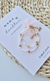 Label ZeeV mama dochter armbandjes white-gold bloemen