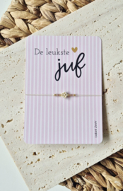 Kaart de leukste juf met armbandje