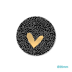 Sticker zwart gouden hart | 10 stuks