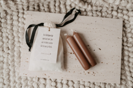 Stoffen zakje met kaartje "lichtpuntje voor jou" | met rustik lys kaarsjes