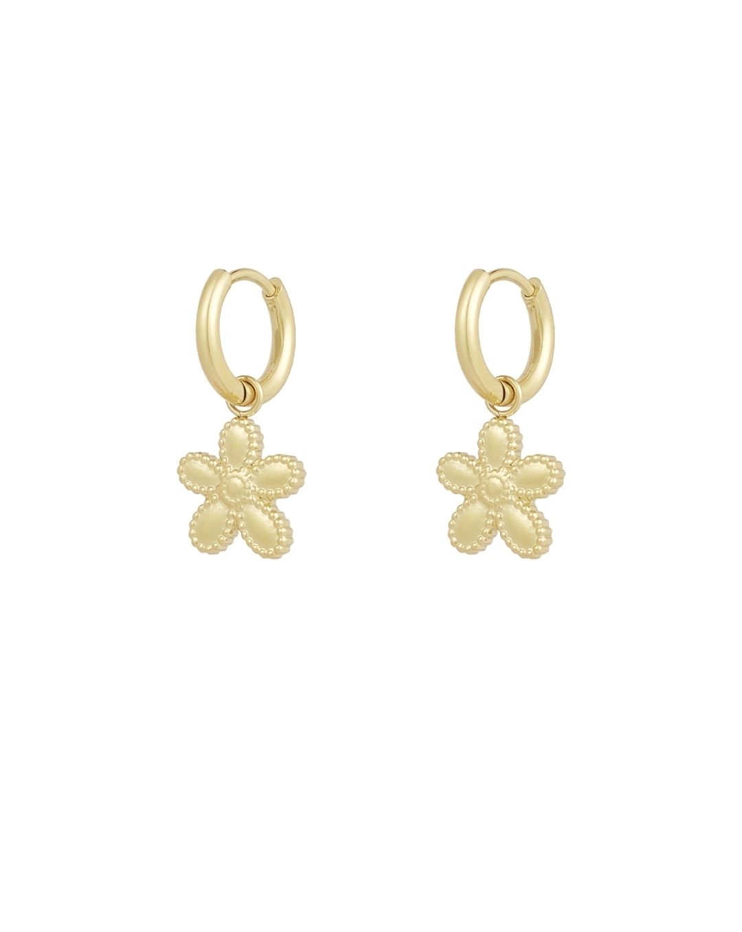 Label ZeeV oorbellen RVS bloem gold