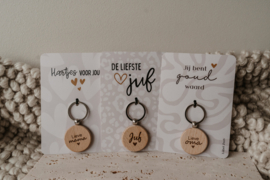 Sleutelhanger "lieve kraamverzorgster" | keuze uit kaart