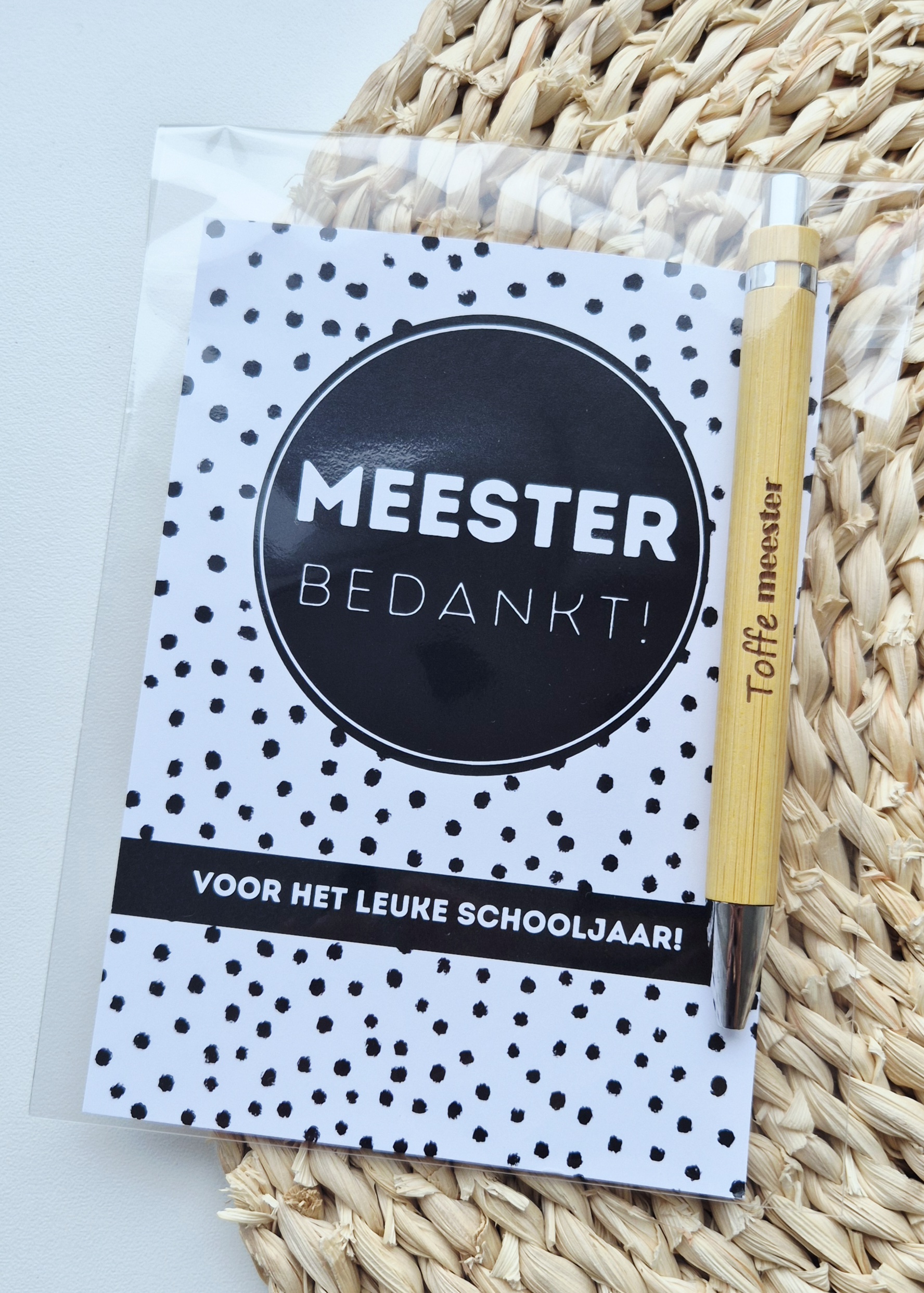 Label ZeeV meester kadootje pen