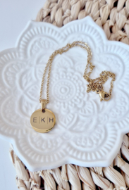 RVS ketting goud - zilver | rond 15 mm met 3 letters