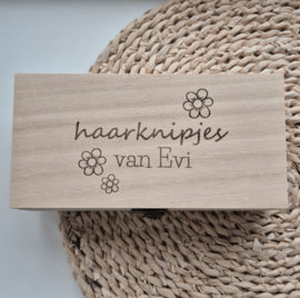 Label ZeeV haarknipjes bewaarbox | gepersonaliseerd met naam