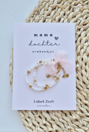 Label ZeeV mama dochter armbandjes white-gold bloemen
