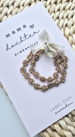 Label ZeeV mama dochter armbandjes |  bloemetjes taupe