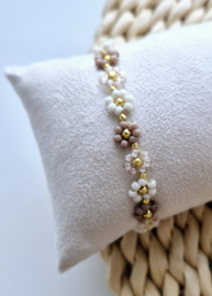 Label ZeeV bloem armbandje taupe love
